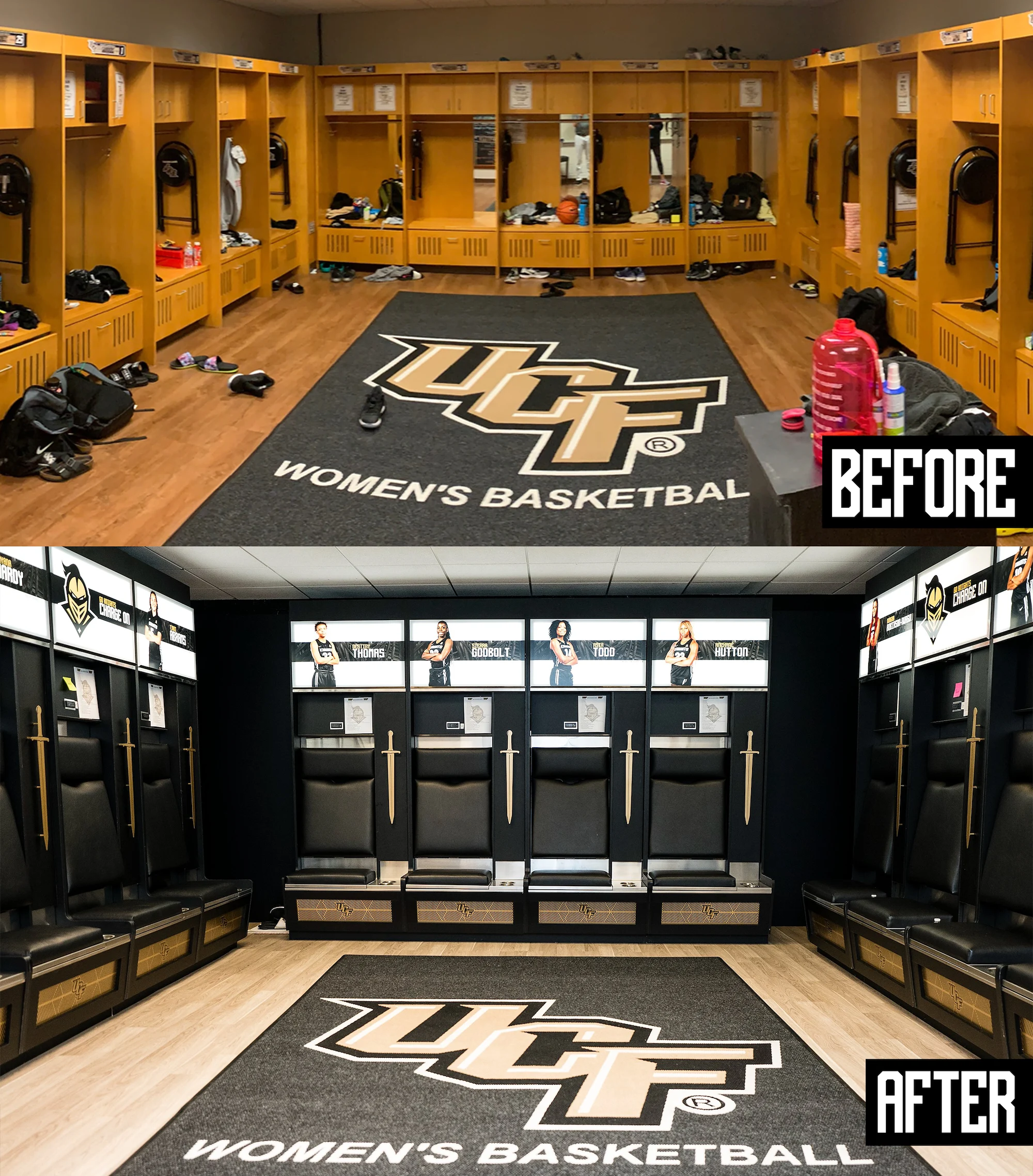 UCF locker room before and after